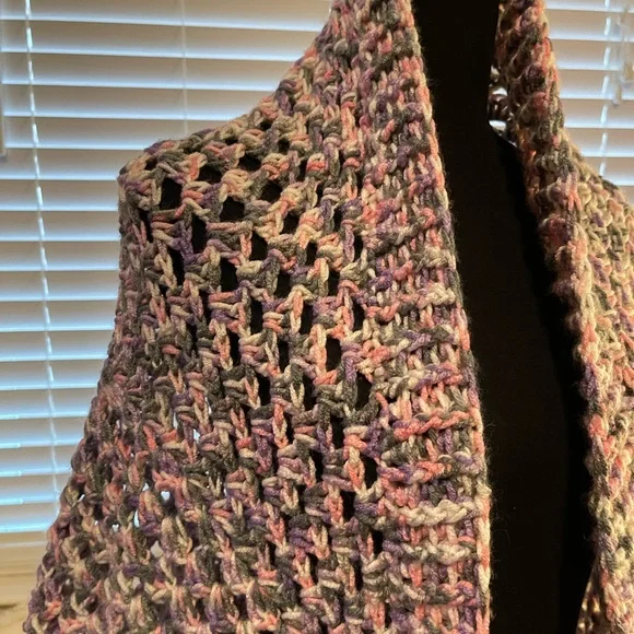 Handmade Crochet Oversized Shrug Cocoon Sweater Knit Cozy Wrap - Picture 4 of 8